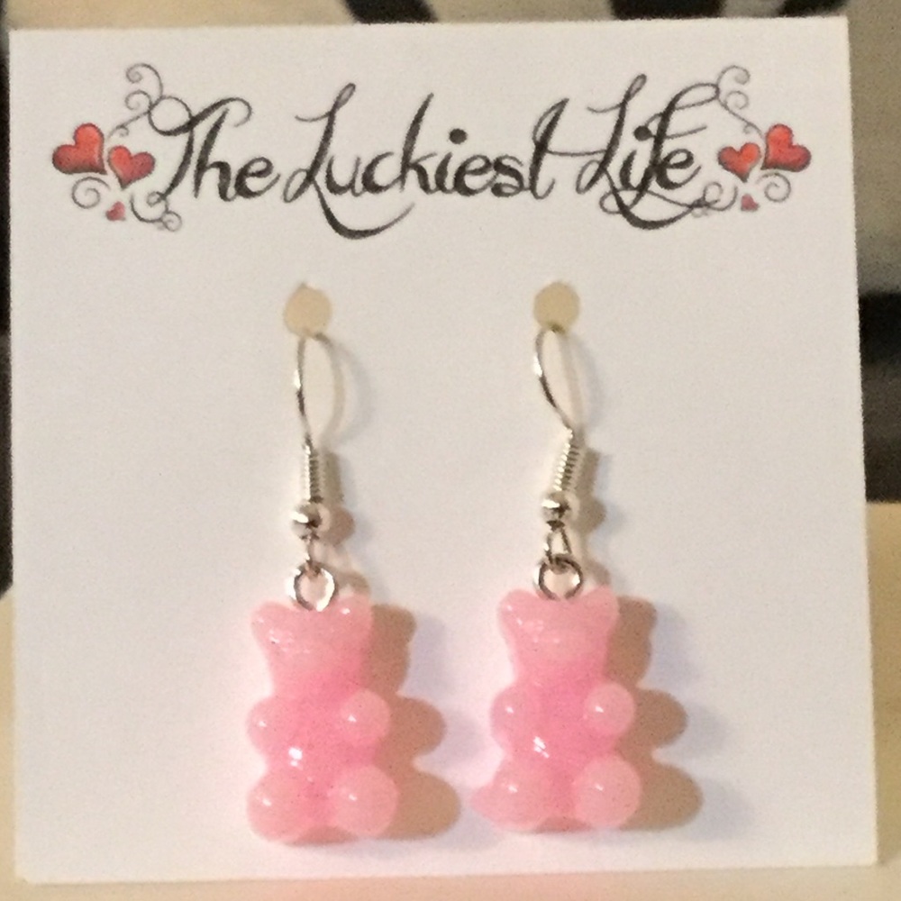 BRAND NEW! Cute Handmade Pink Gummy Bear Earrings
